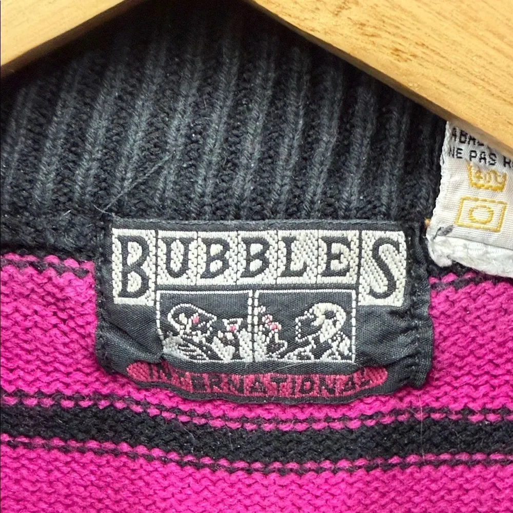 Vintage Striped Pink and Black Women's Sweater - Picture 2 of 4